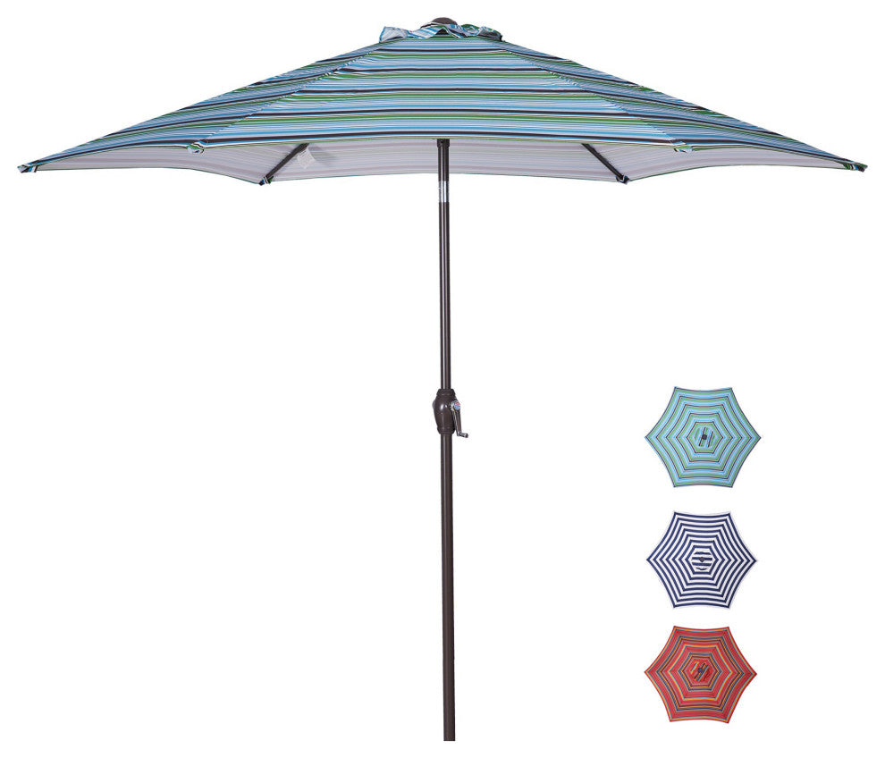 9' Outdoor Patio Steel Market Umbrella With Push Button Tilt and Crank, Green