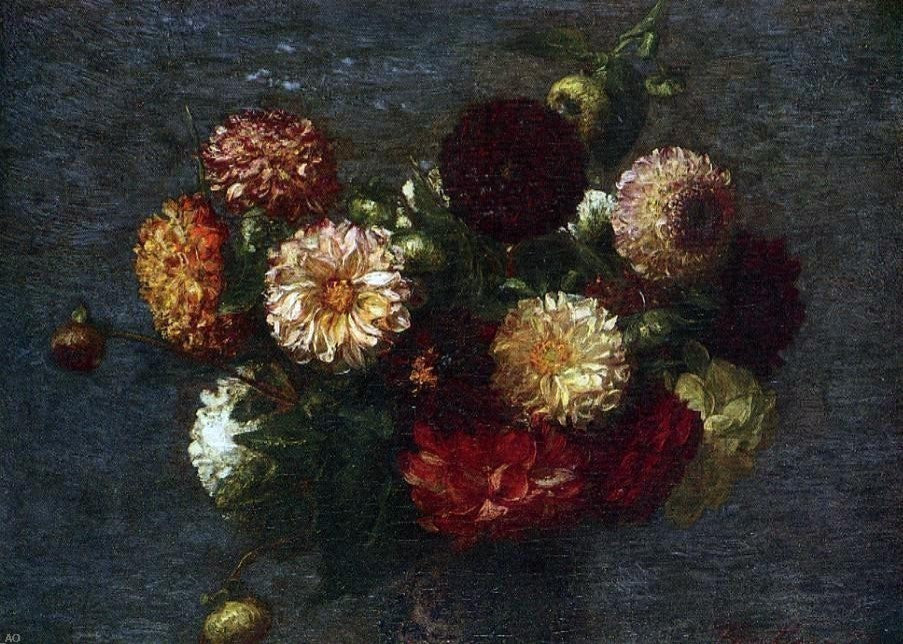 Henri FantinLatour Chrysanthemums Premium Canvas Print