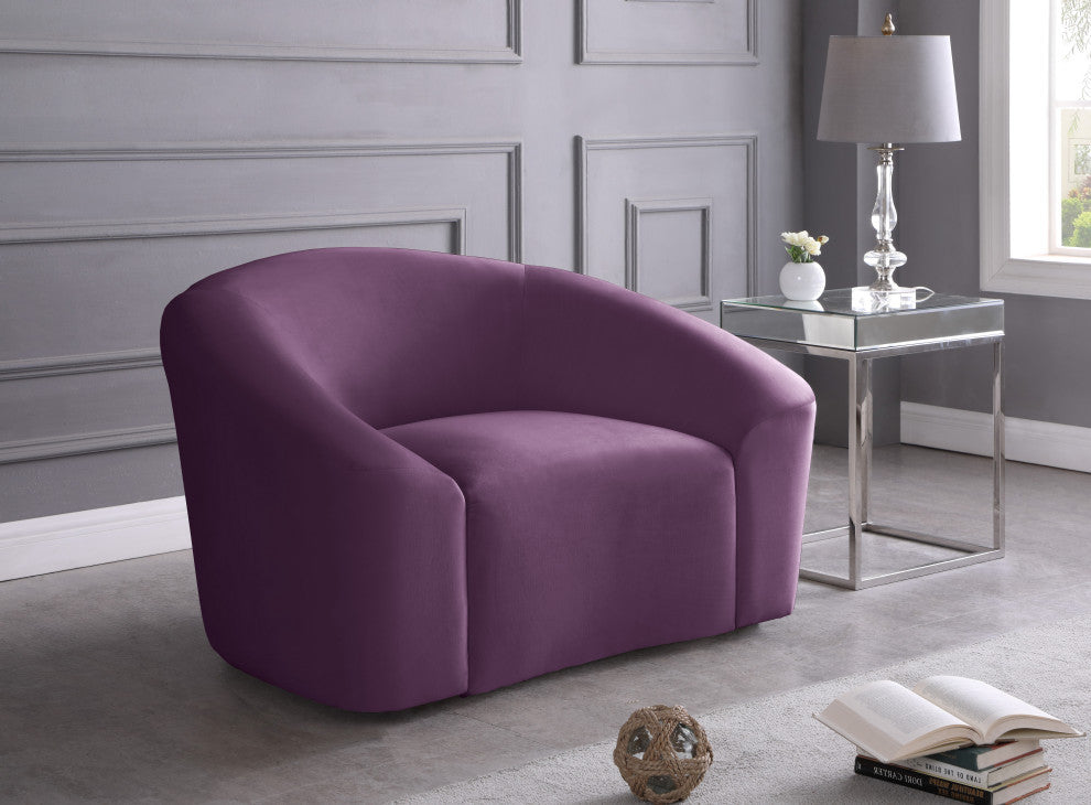Riley Velvet Upholstered Rounded Chair, Purple