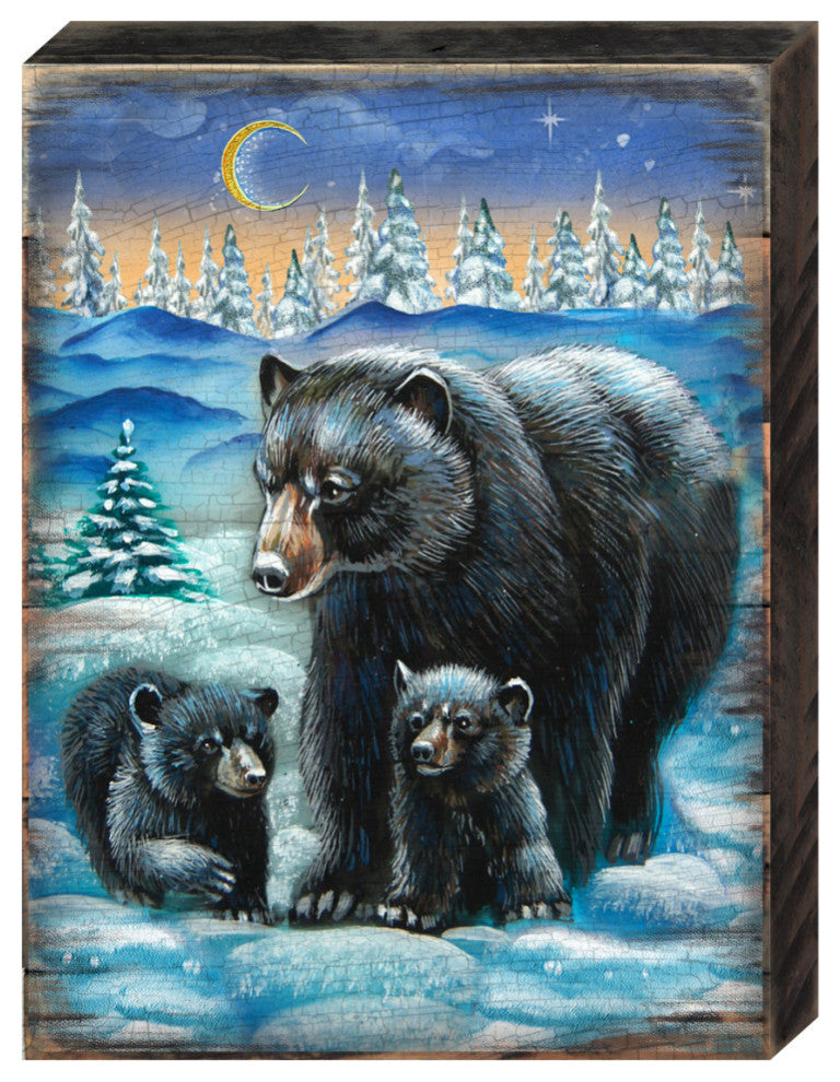 Black Bears Wooden Block, 36"x24"