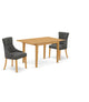 3Pc Dinette Set, Rectangular Table, Butterfly Leaf, Two Chairs, Oak