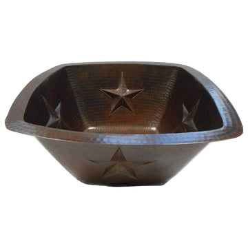 Oil Rubbed Bronze 15" Square Copper Kitchen Bar Wet Bar Sink with STARS