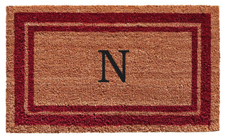 Burgundy Border 24"x36" Monogram Doormat, Letter N