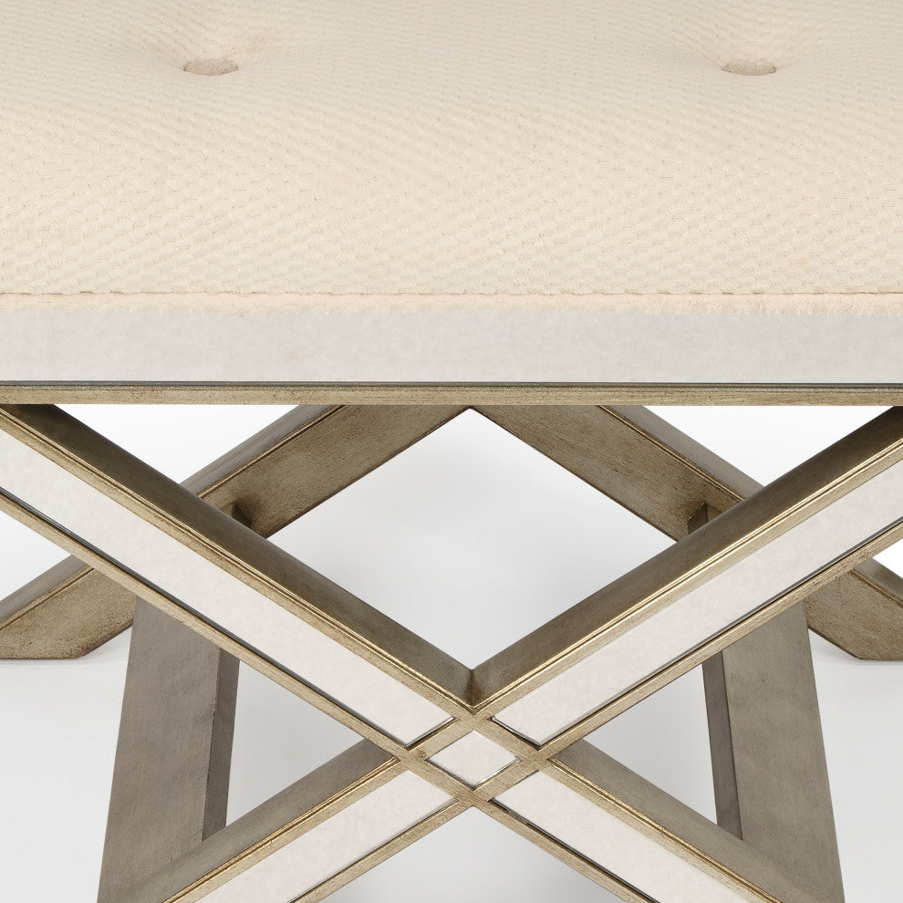 Butler Marlo Mirrored Vanity Stool, Silver, Silver