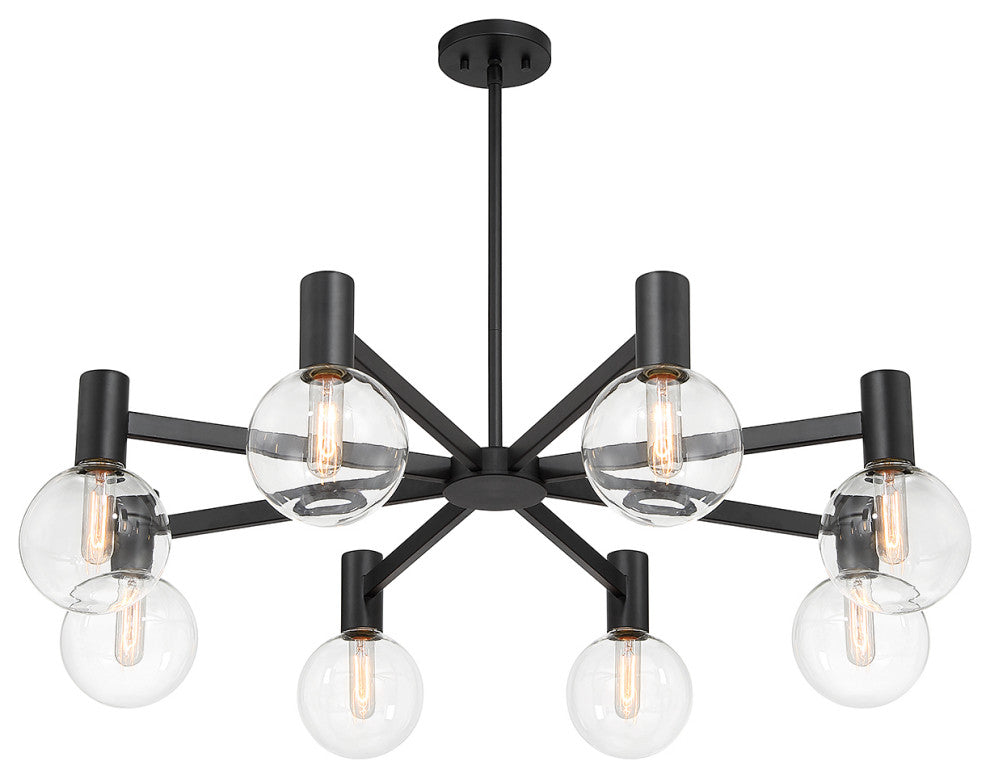 Wright 8-Light Chandelier, Matte Black, Matte Black