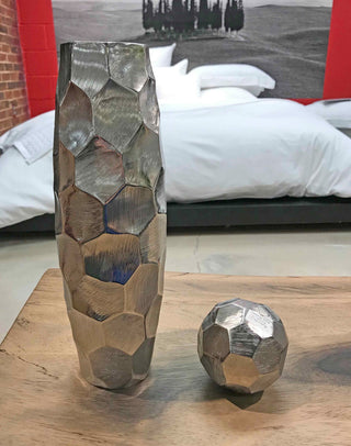 Facetado Barrel Silver Vase