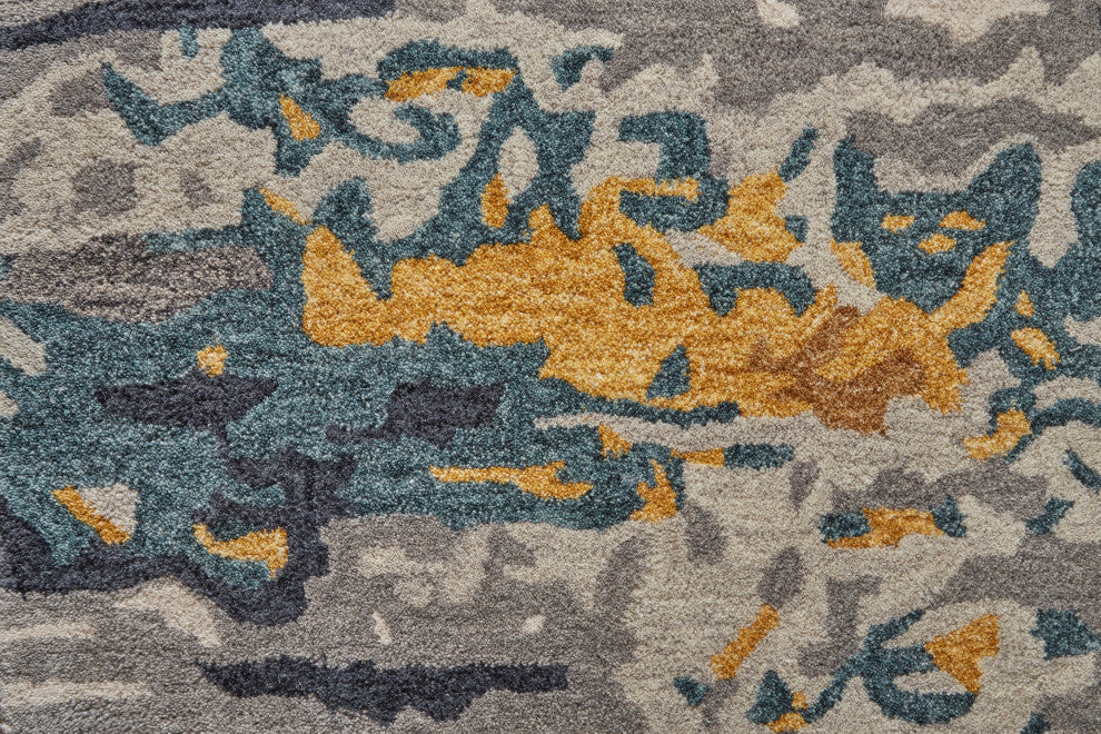 Weave & Wander Everley Wool Rug, Warm Beige/Blue, Rug, Gray, 5'x8'
