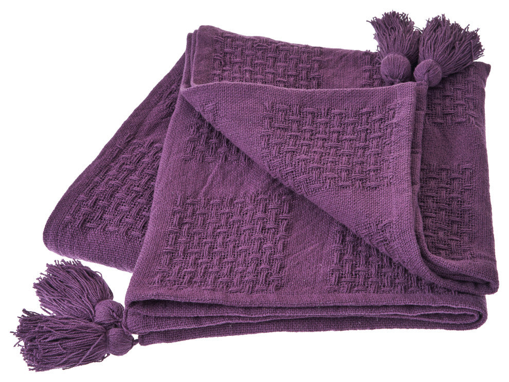 Charming Light Blue Throw Blanket, Purple