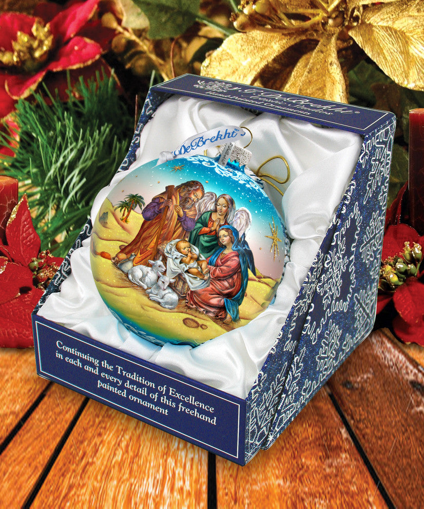 Nativity Ball In Blue Le Ornament