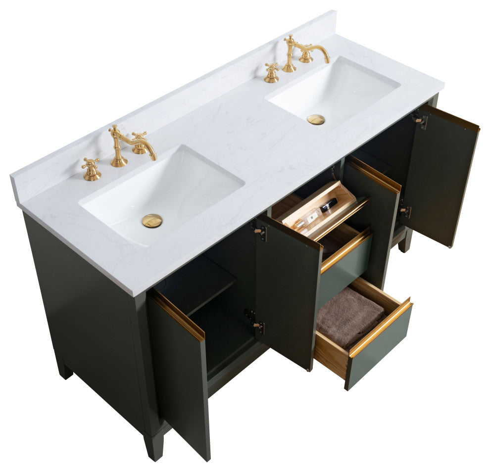 Vanity Art Bathroom Vanity With Sink, Vintage Green, 60" Double