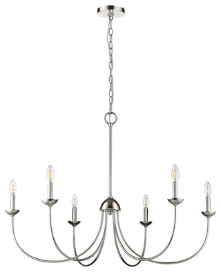 6 Light 29 in. Polished Nickel Chandelier