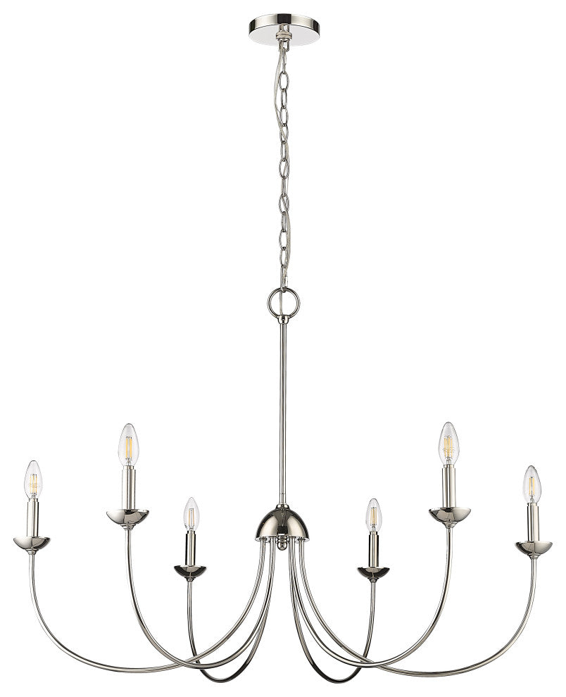 6 Light 29 in. Polished Nickel Chandelier
