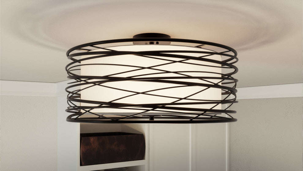 Quoizel SPL1720 Spiral 3 Light 20"W Semi-Flush Drum Ceiling - Light Gold