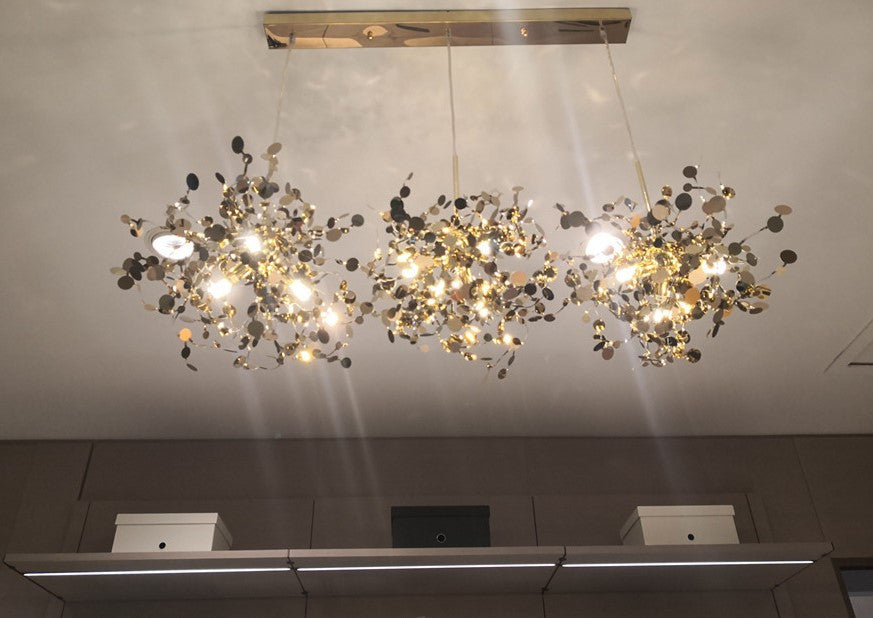 MIRODEMIÂ® Villeneuve-d'Entraunes | Nordic Chandelier in a Modern Style, Golden, 3 Heads, Warm Light