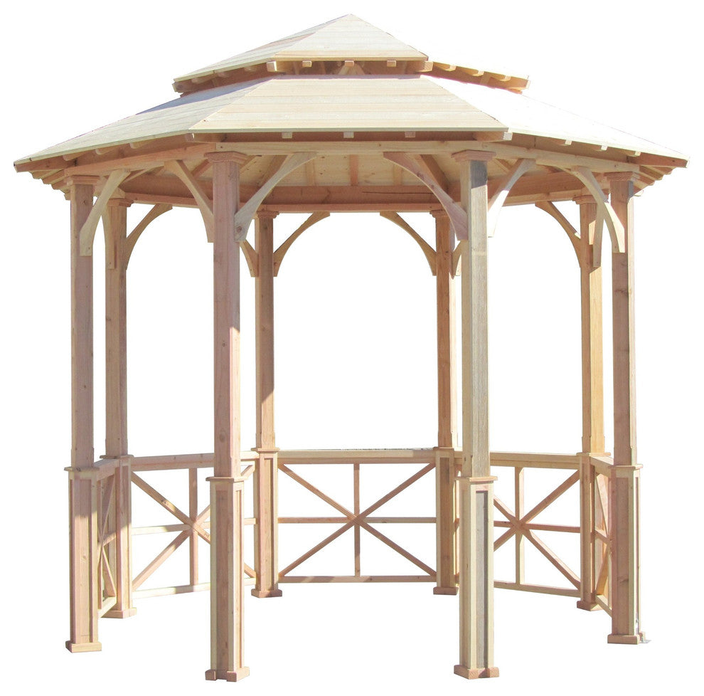 SamsGazebos 10' Octagon English Cottage Garden Gazebo, Two-Tiered Roof