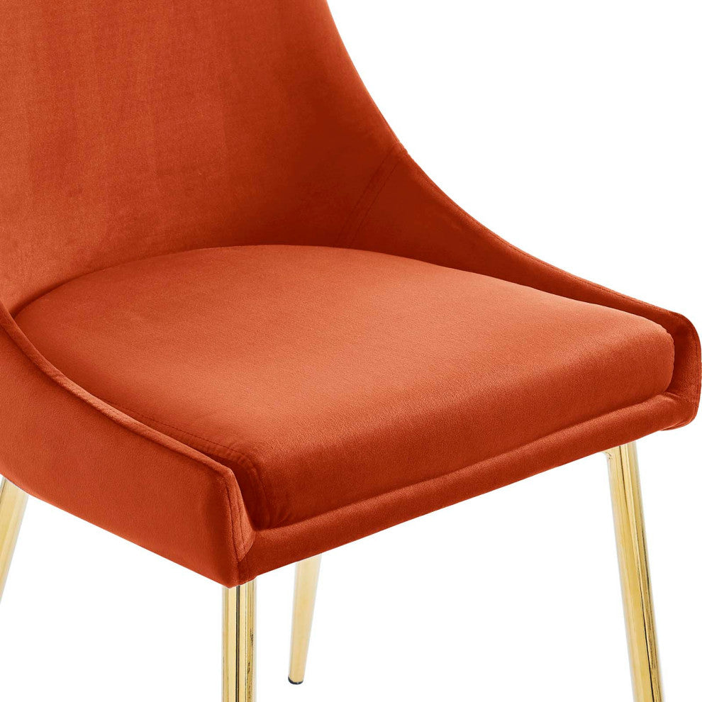 Viscount Performance Velvet Dining Chairs Set of 2 Gold Orange