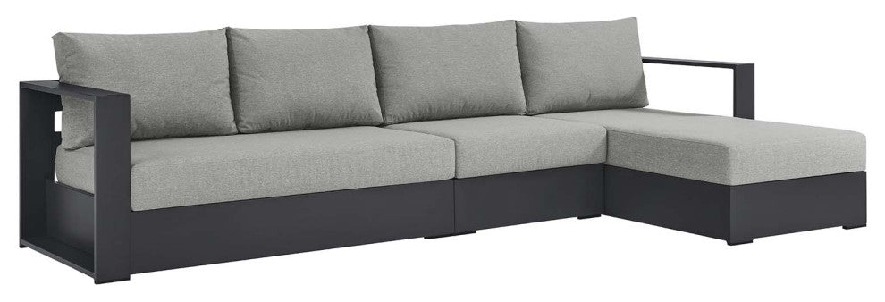 Tahoe Outdoor Patio Powder-Coated Aluminum 3-Piece Right-Facing Chaise Sectional