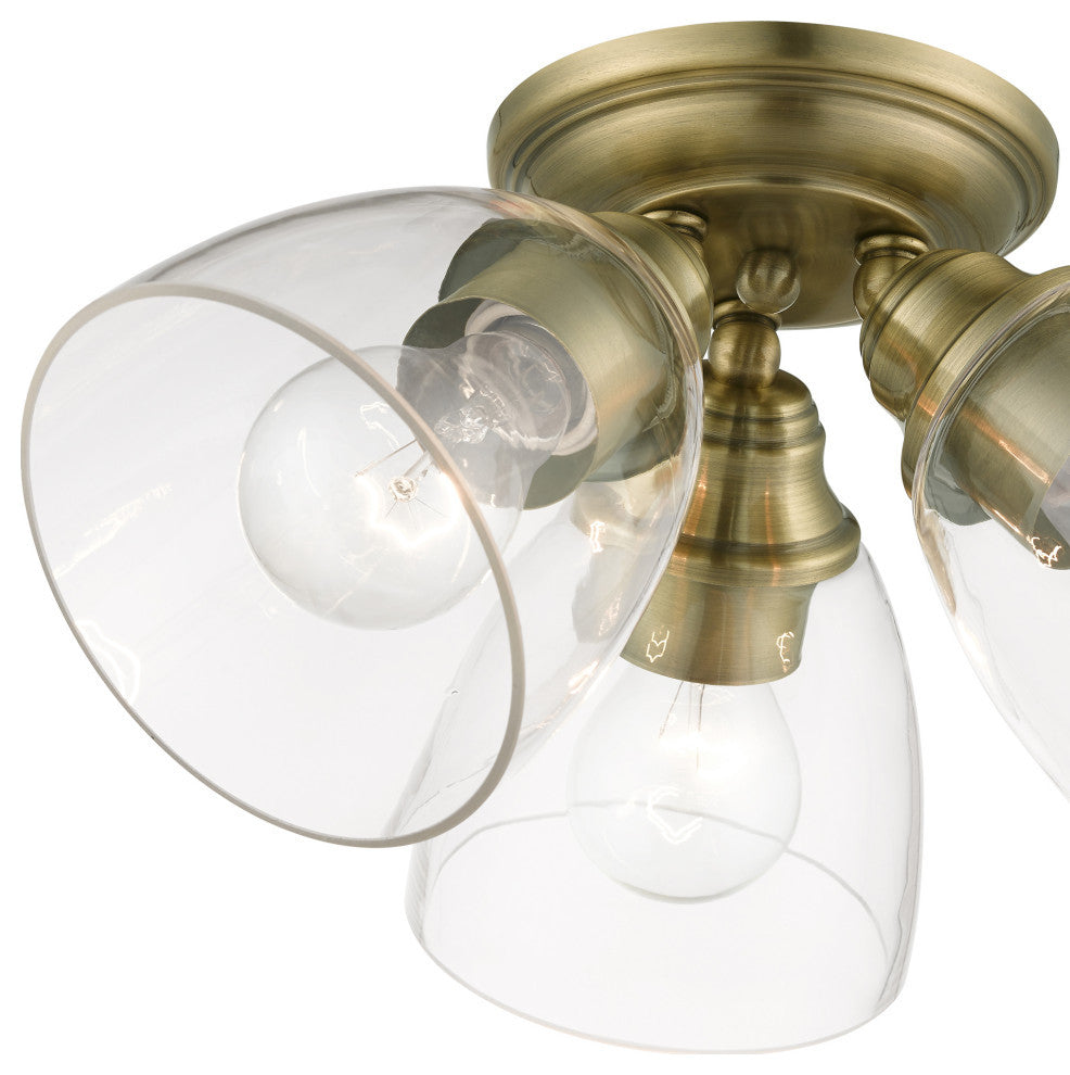Montgomery 3 Light Antique Brass Semi-Flush