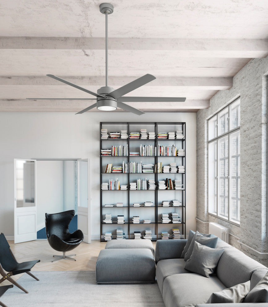 Hunter 72" Solaria Outdoor Matte Silver Ceiling Fan With LED Light and Remote