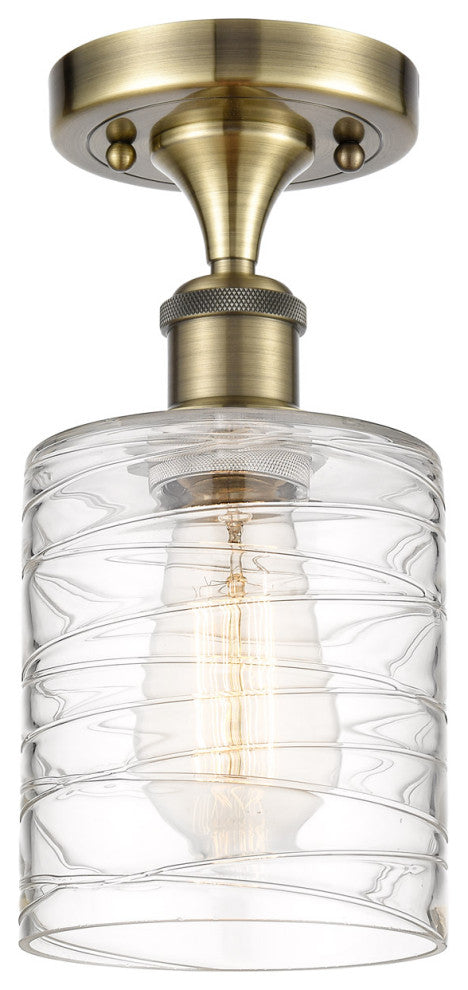 Innovations 516-1C-AB-G1113 1-Light Semi-Flush Mount, Antique Brass