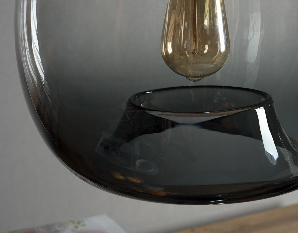 Pendant Lighting Handblown Glass Contemporary Hanging Light, Mixed, Gray, 14.2"