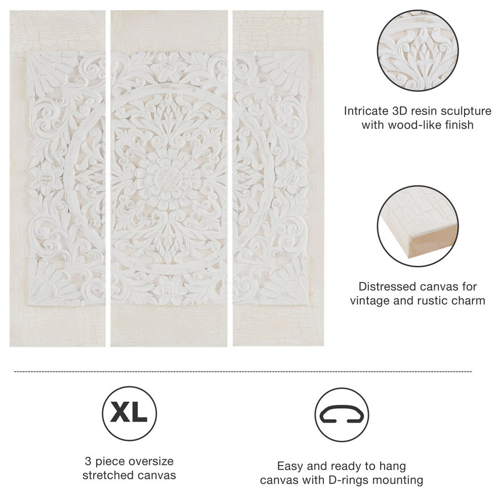 Madison Park Mandala 3D Embellished Canvas 3 Piece Set