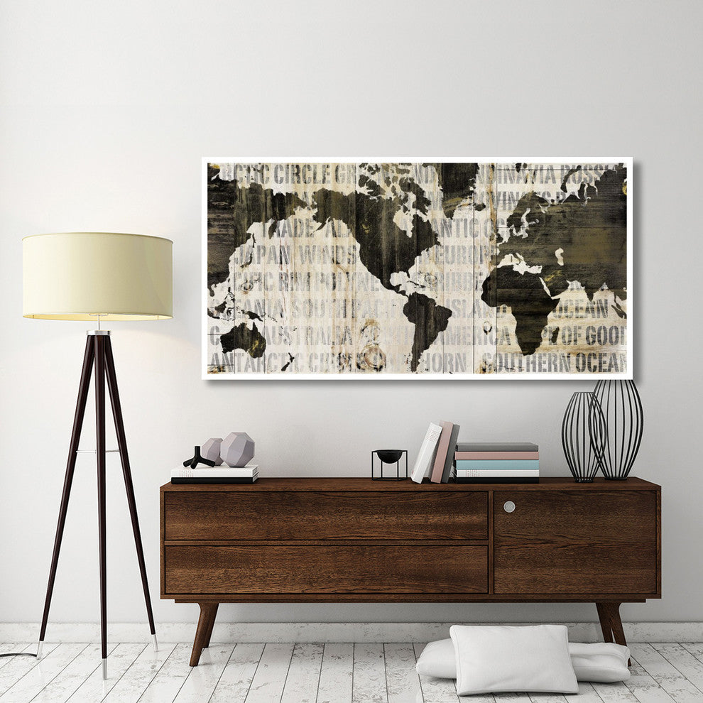 "Crate World Map Neutral" Digital Paper Print by Sue Schlabach, 74"x38"