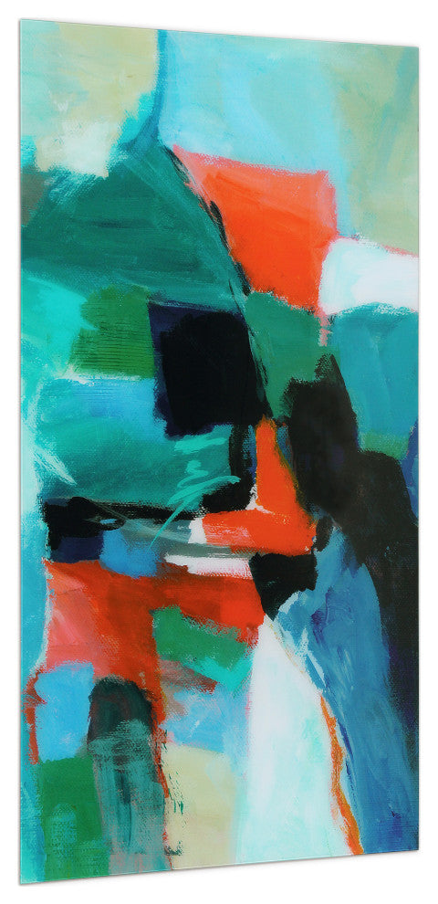 "Color Splash"  Abstract Wall Art Tempered Glass Contemporary Wall Art 72" x 36"