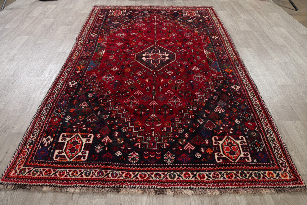 Consigned, Lori Oriental Traditional Persian Hand-Knotted Area Rug, Red, 6x9