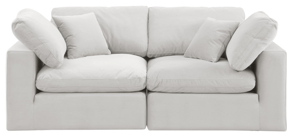 Comfy Upholstered Modular Sofa, Cream, 2-Piece: 2 Corner Chair, Velvet