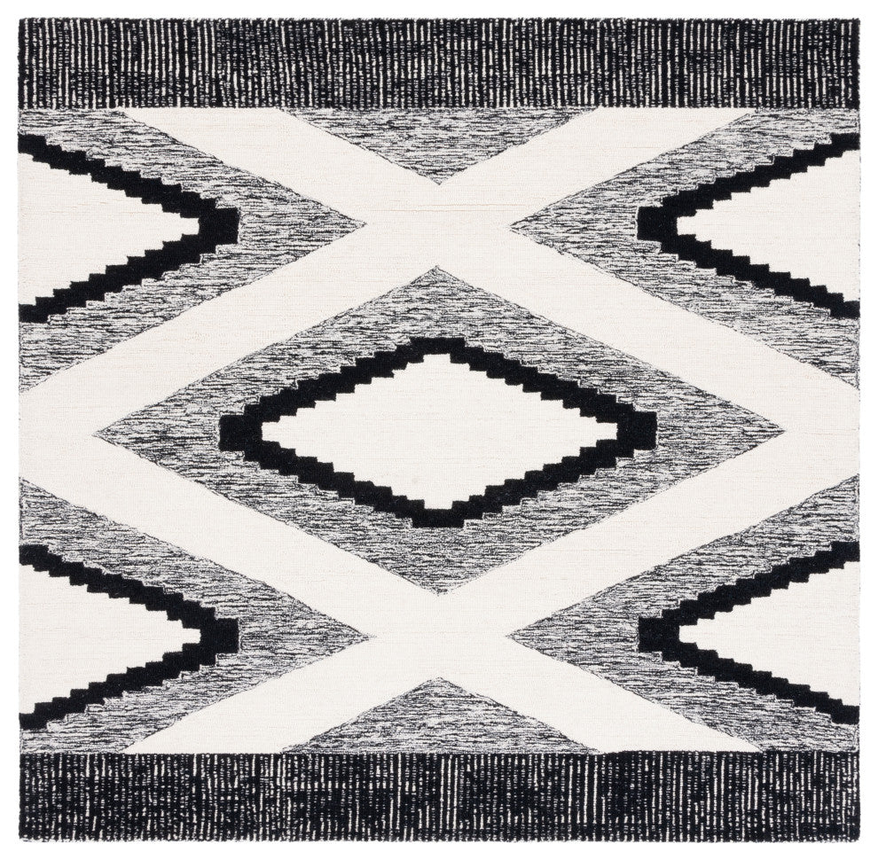 Safavieh Himalaya Collection CSB225Z Rug, Ivory/Black, 6' X 6' Square