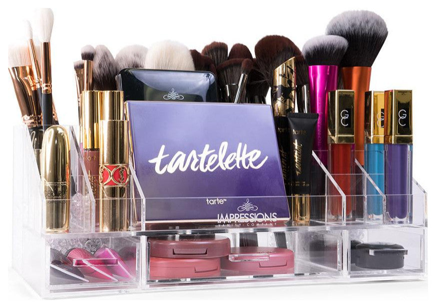 Acrylic Brush and Makeup Organizer Tray
