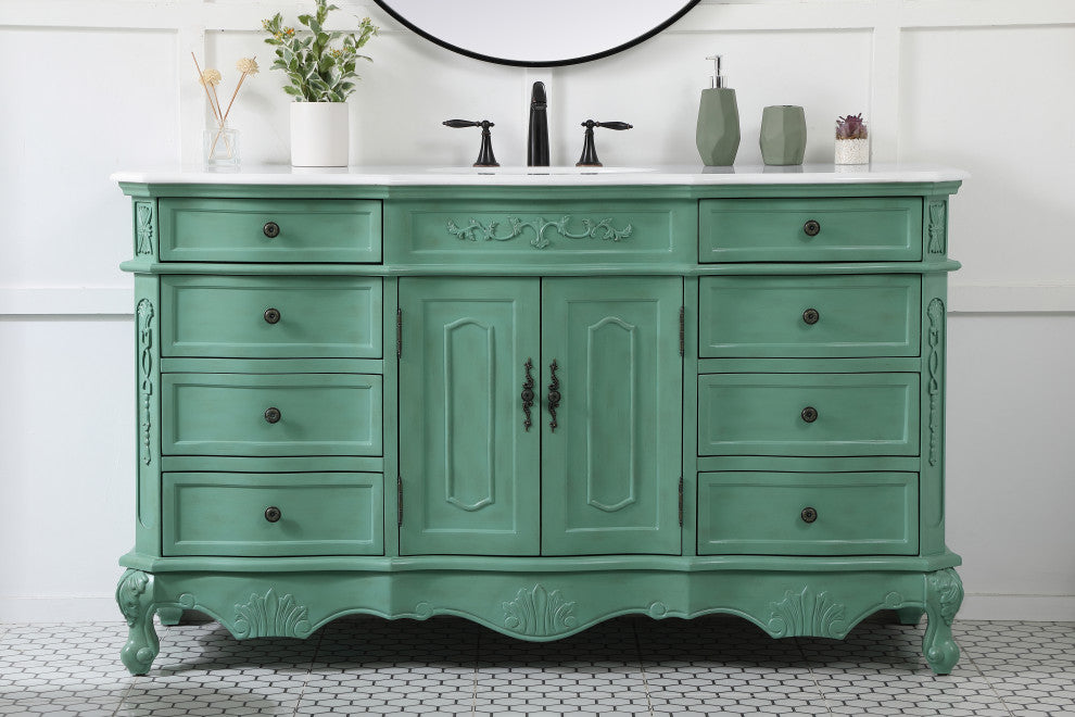 Bathroom Vanity, Vintage Mint, 60", Single Sink