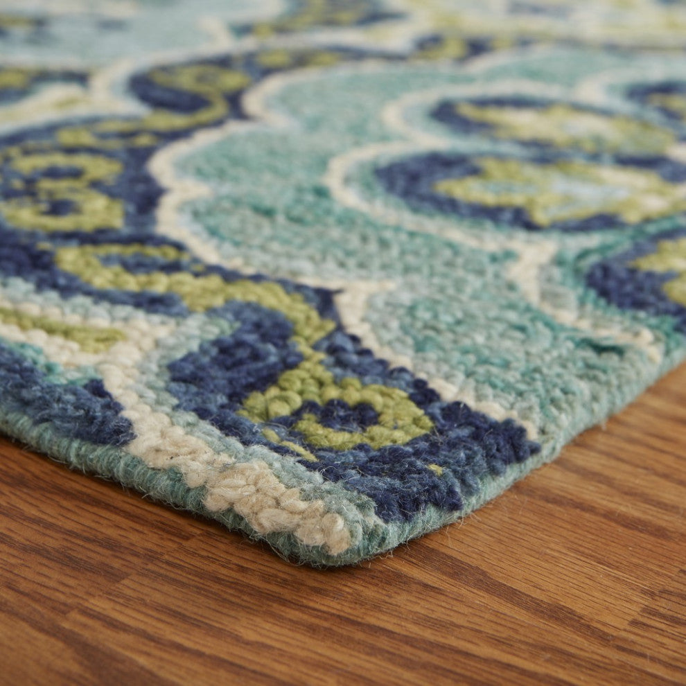 8' X 10' Green Wool Geometric Hand Tufted Area Rug