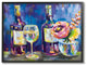 Party Drinks and Flowers Blue Purple Modern Painting, 24"x30"