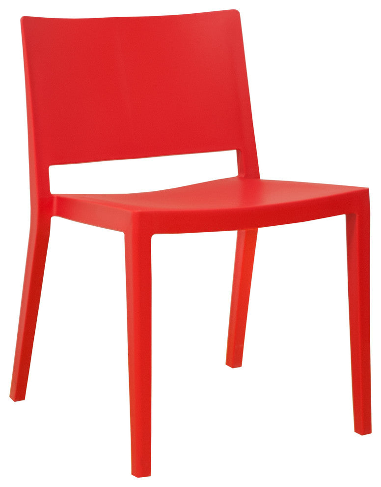 Mod Made Elio Modern Plastic Dining Side Chair, Set of 2, Red