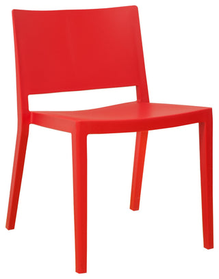 Mod Made Elio Modern Plastic Dining Side Chair, Set of 2, Red