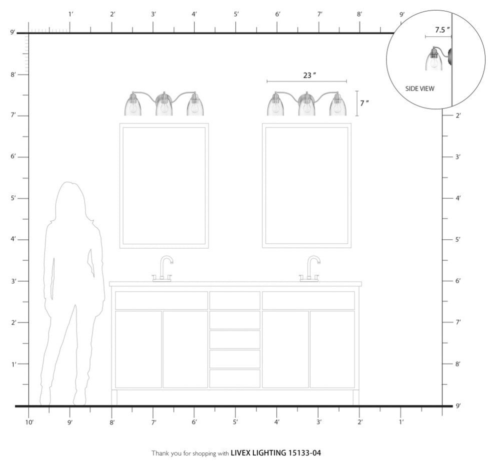 Montgomery 3 Light Black Vanity Sconce