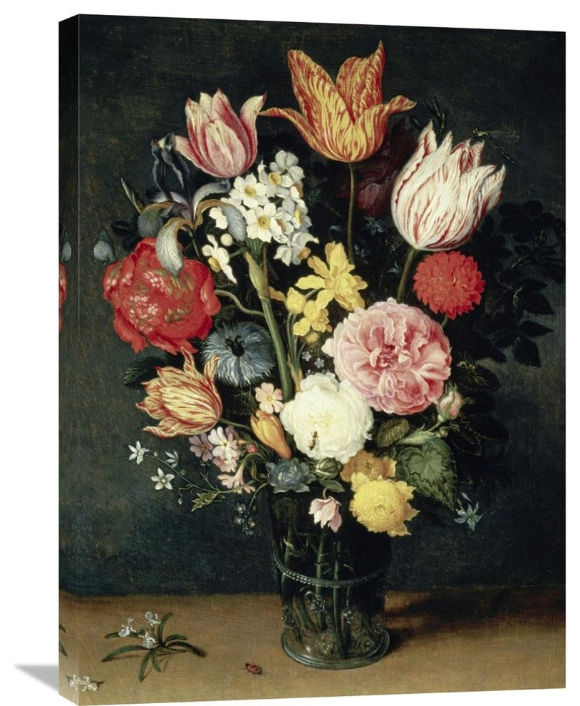 "Tulips, Roses and other Flowers in a Glass" Artwork, 21"x30"