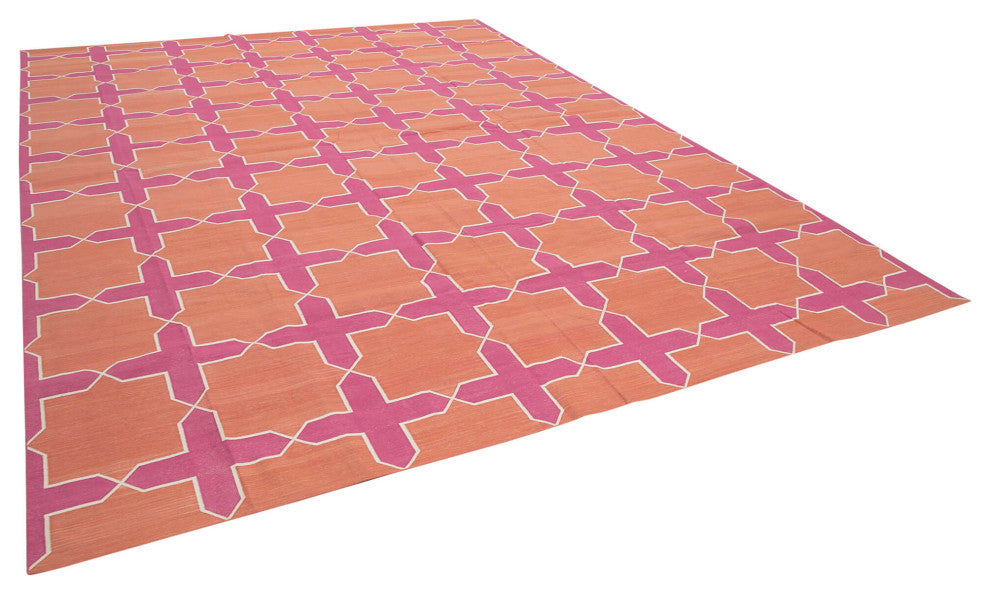 Rug N Carpet - Handmade Wool 10' 1'' x 13' 9'' Flatweave Dhurrie Kilim Rug