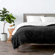Fleece Sherpa Blanket, Black, Throw