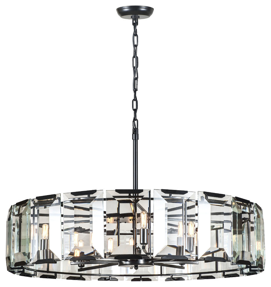 1211 Monaco Collection Pendant Lamp, Flat Black Matte, 43''x12'', 10-Bulb