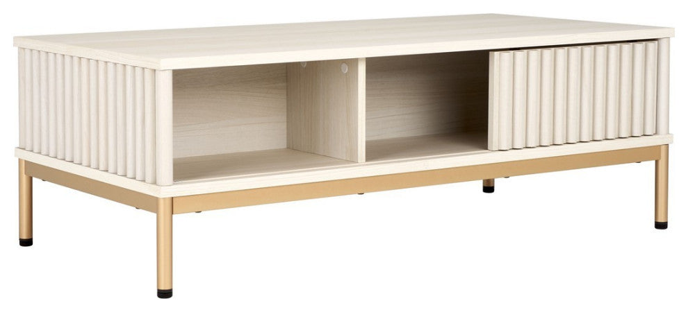 Safavieh Lylia 2 Door Coffee Table, Bleached White/Gold