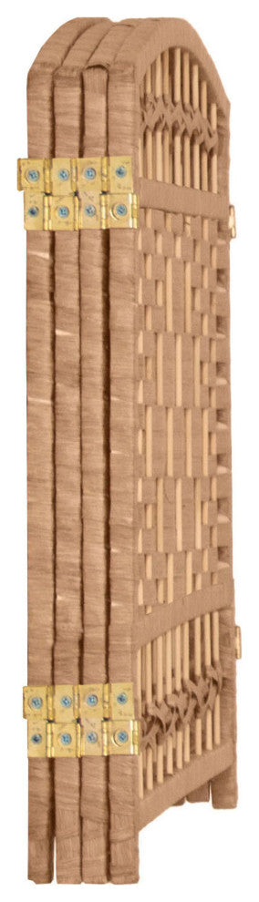2 ft. Short Fiber Weave Room Divider Natural 4 Panels
