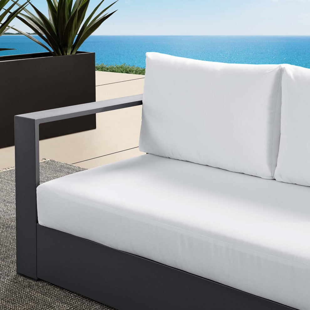 Tahoe Outdoor Patio Powder-Coated Aluminum Modular Left-Facing Loveseat - Gray W