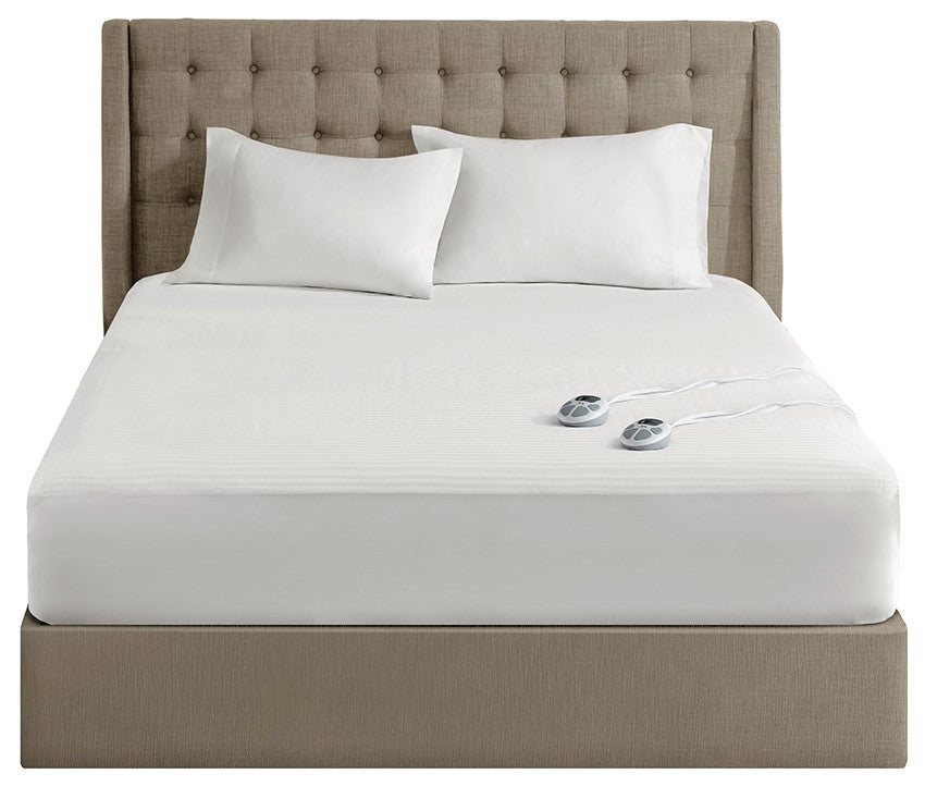 Serta Waterproof Heated Mattress Pad, White