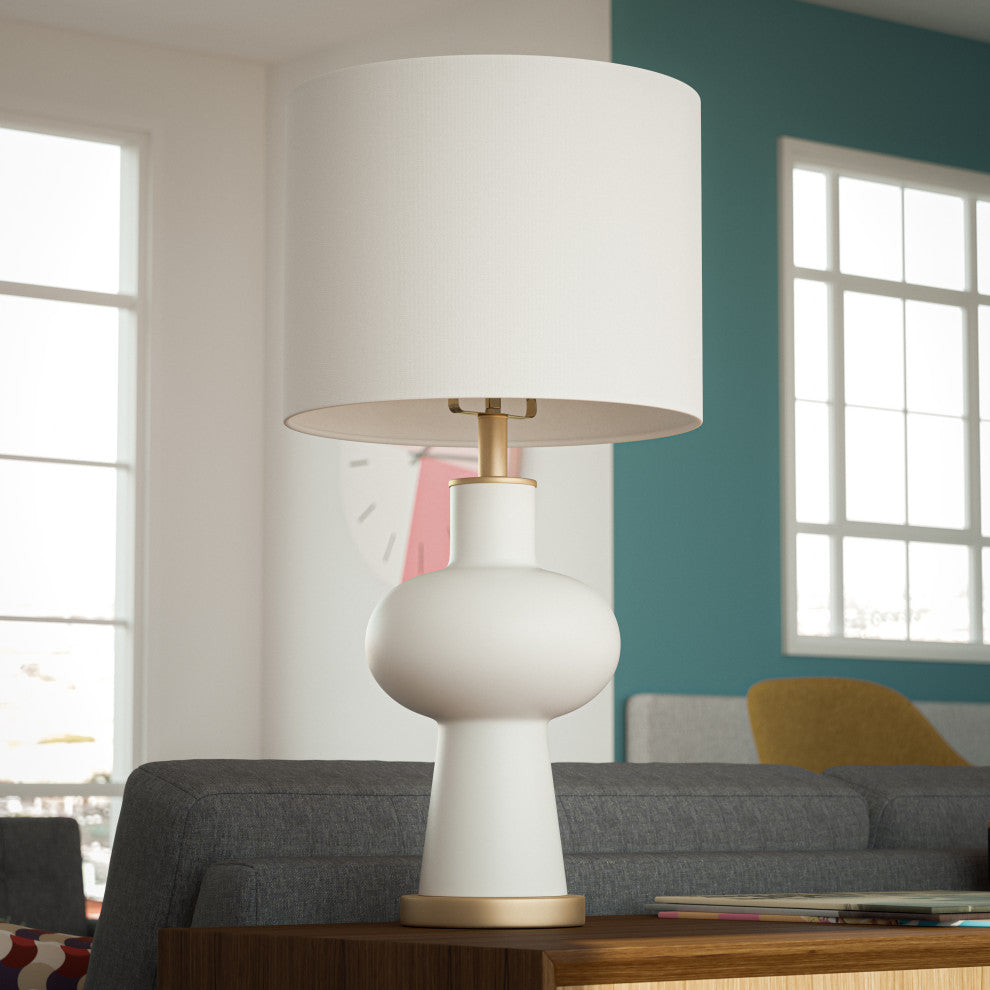 Kenroy 34343WH 1-Light Table Lamp, Saul