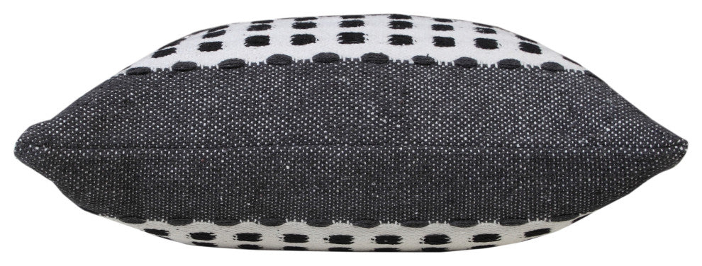 Ox Bay Handwoven Gray/Black Stripe Organic Cotton Pillow Cover, 20"x20"