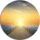 Ocean Sunset With Pier, Seascape Photo Round Wall Art, 11"