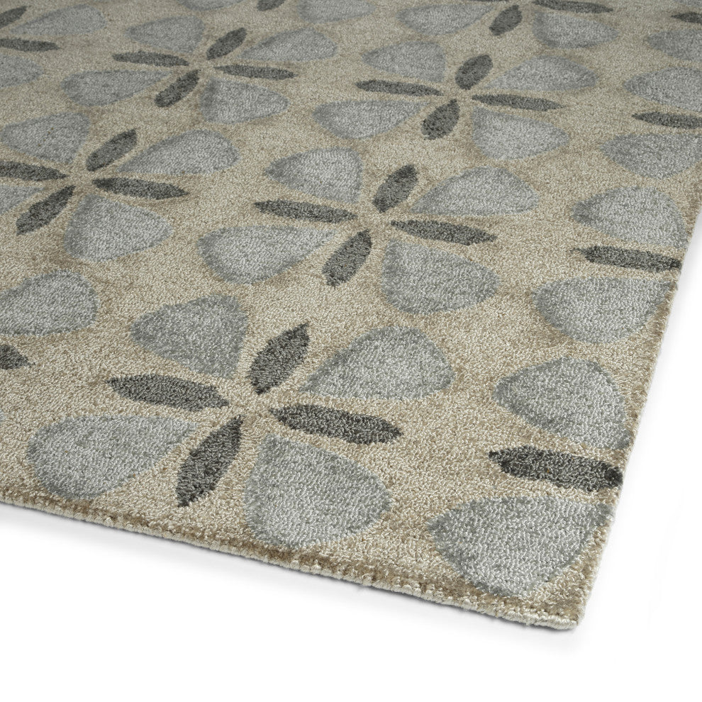 Peranakan Tile Collection Grey 5' x 8' Rectangle Indoor-Outdoor Area Rug